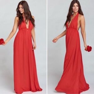 NWT Show Me Your MuMu Vibrant Red Backless Maxi Dress Luna Dress Sz Medium